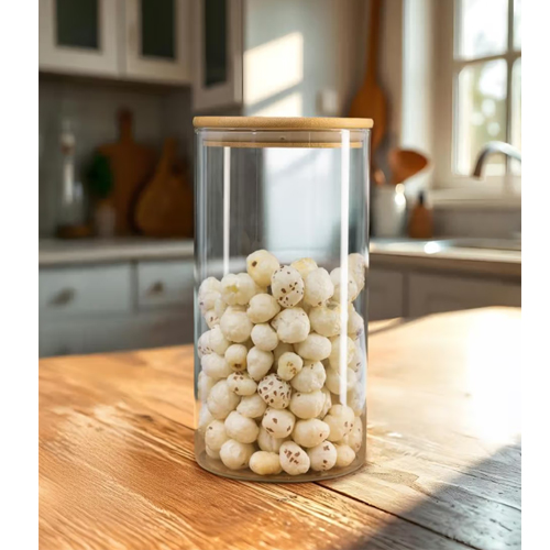 Round Glass Storage Jar with Airtight Bamboo Lid | 1.25 ltr